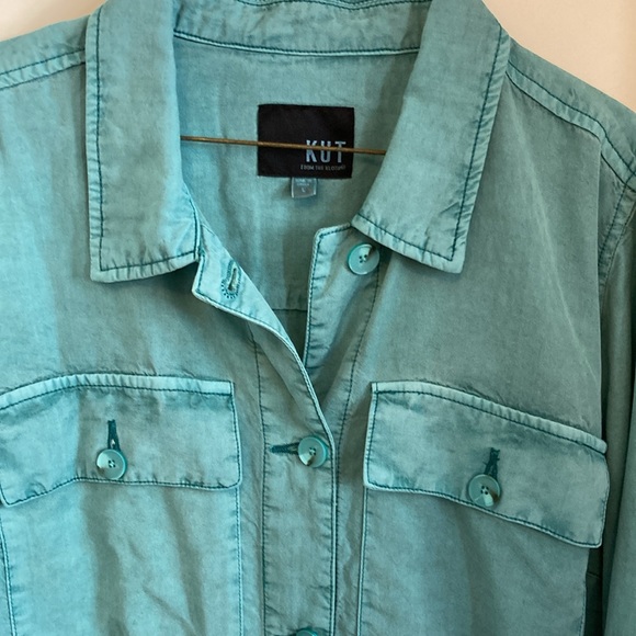 KUT from the Kloth Abigail Jacket Size Large Aqua - Picture 3 of 12